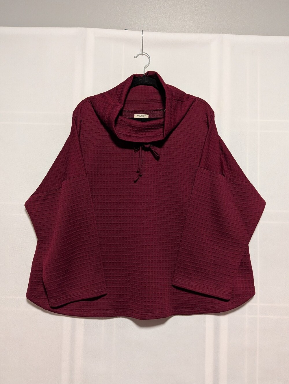Max Studio Red Cowl Neck Sweater with Textured Knit Size XL